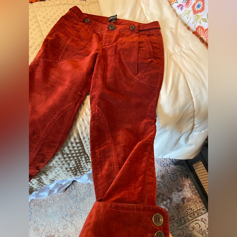 Carrbani Rust/Burgundy Corduroy Capri length pants